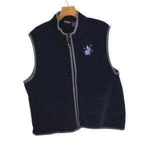 Disney Winnie the Pooh Eeyore 100 Acre Wood Navy Fleece Full Zip Vest Plus 26W
